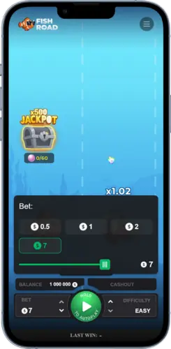 Fish Road Game Einsatz festlegen im Echtgeld-Modus